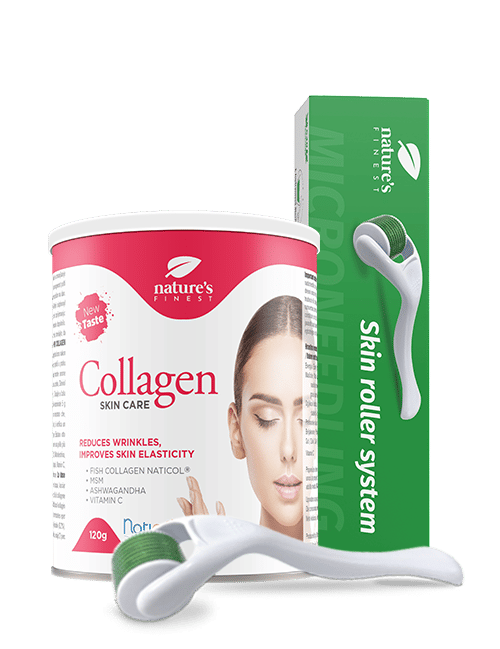 Collagen SkinCare + Derma Roller , Kolagén Premium , Zlepšená Elasticita Pokožky , Rybie Kolagénové Peptidy Naticol , 200 G