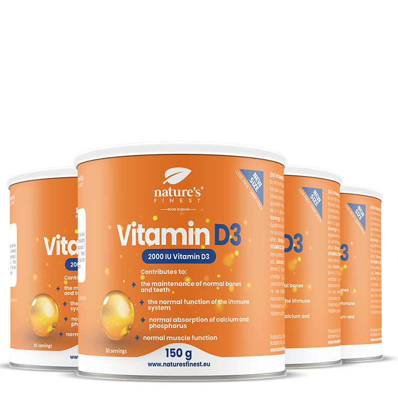 Nature's Finest Vitamin D3 3+1 | ľahko miešateľný D3 prášok pre citrónový nápoj | 1000 IU vitamínu D3 na dávku